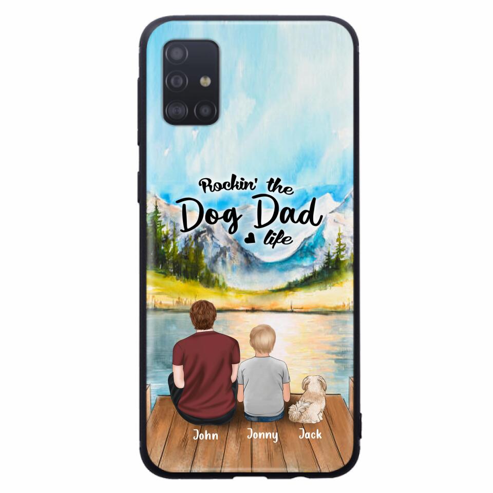 Custom Personalized Dog Mom/Dog Dad Phone Case - Single Mom/Single Dad with 1 Kid and 2 Pets - iPhone and Samsung Cases