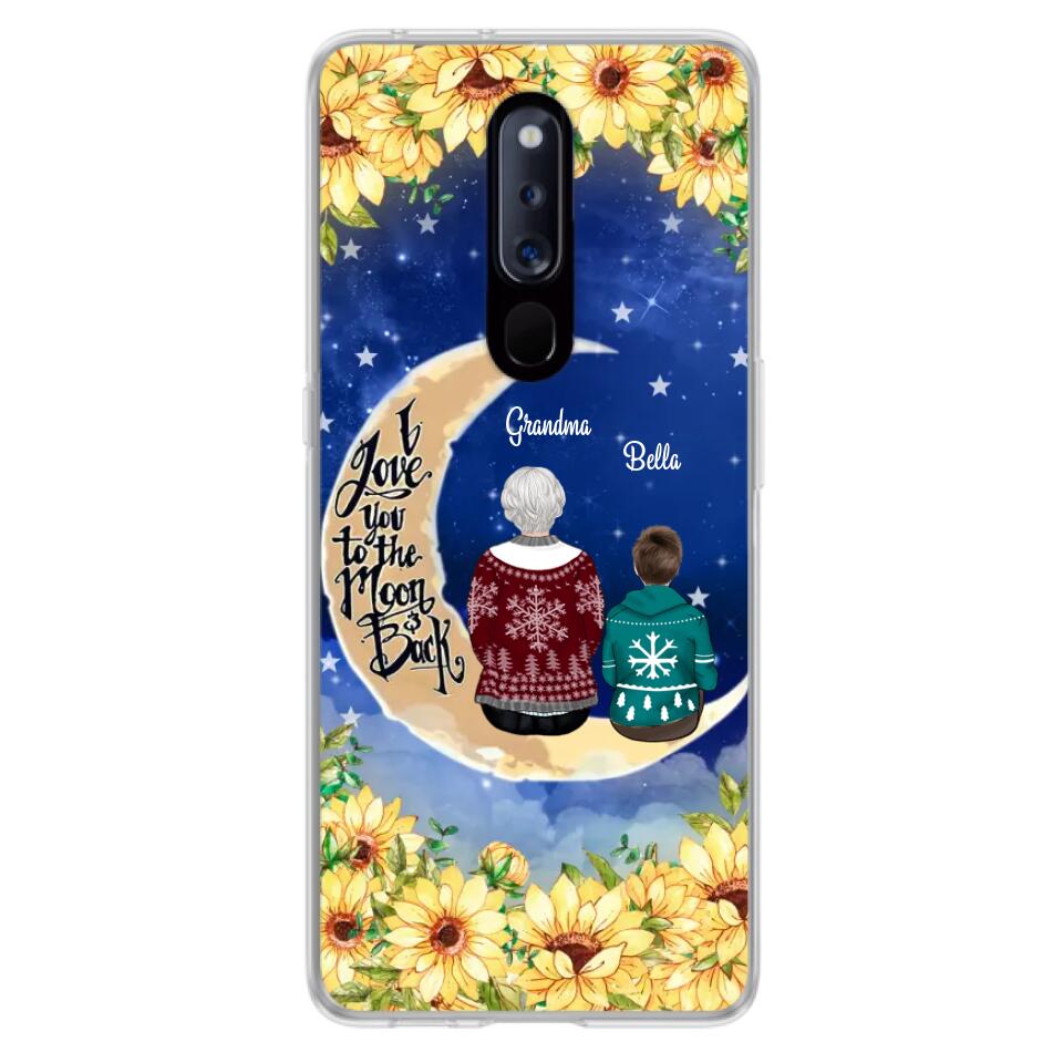 Personalized Grandma & Grandchilds Sitting On Moon Phone Case - Up to 3 Kids - Gift Idea For Grandma - I Love You To The Moon And Back - Cases For Oppo, Xiaomi & Huawei