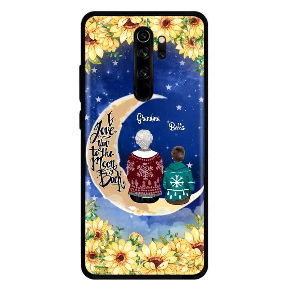 Personalized Grandma & Grandchilds Sitting On Moon Phone Case - Up to 3 Kids - Gift Idea For Grandma - I Love You To The Moon And Back - Cases For Oppo, Xiaomi & Huawei