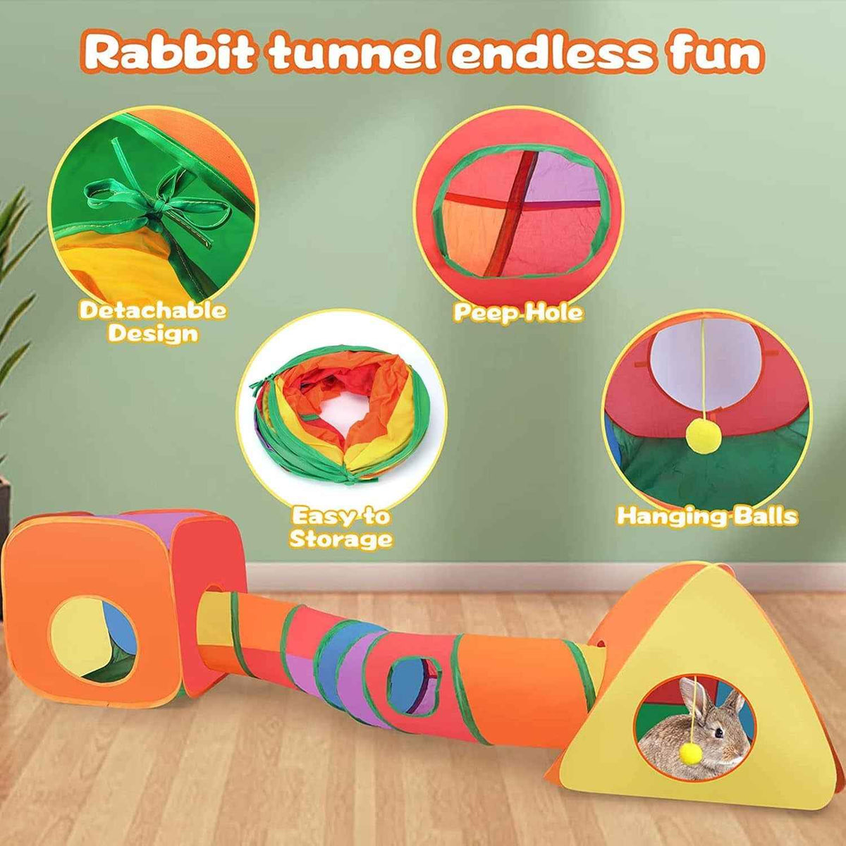 Rabbit Tunnel Toy Collapsible Play Tube Cube & Tent Set