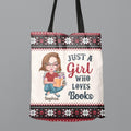 Personalized Girl Reading Book Canvas Bag - Gift Idea For Reading Lover/Christmas Gift - Just A Girl Who Loves Books