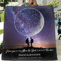 Personalized Hiking Couple Quilt/Fleece Blanket - Gift Idea For Couple - I Love You To The Moon & Back