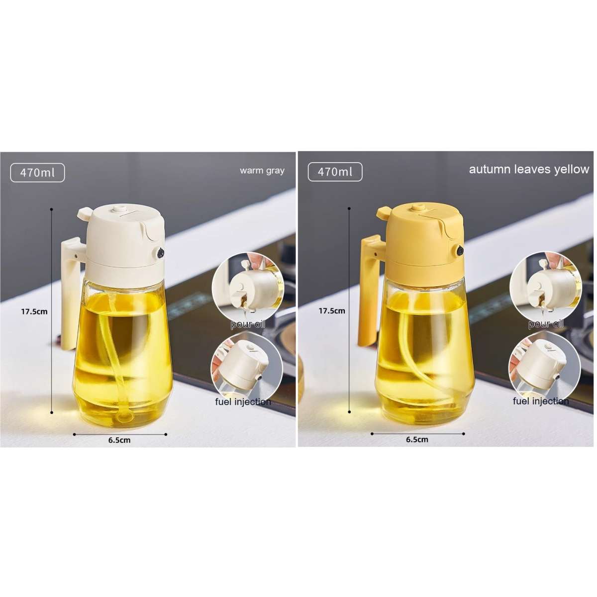 470ML Olive Oil Sprayer Dispenser For Cooking BBQ 2 In 1 Glass Oil Vinegar Soy Sauce Spray Kitchen Oil Bottle For Air Fryer
