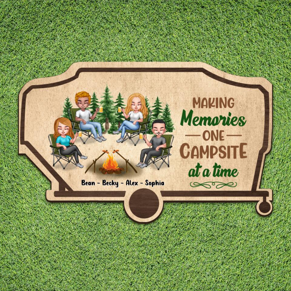 Personalized Camper Area Doormat - Gift For Camping Lovers/Friends with 4 People - Making Memories One Campsite At A Time