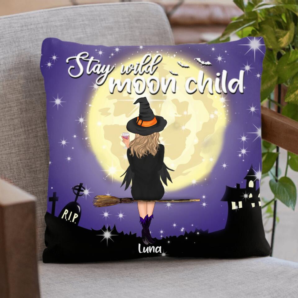Personalized Witchy Pillow Cover - Up to 4 Witches - Stay Wild Moon Child - OCEL9Z