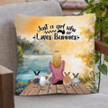 Personalized Rabbit Mom Pillow Cover - Gifts For Rabbit Lovers With Up to 5 Rabbits - Just A Gril Who Loves Bunnies