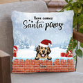 Personalized Dog In Chimney Pillow Cover - Up to 4 Dogs - Christmas Gift For Dog Lover - Here Comes Santa Paws - K6SJV1