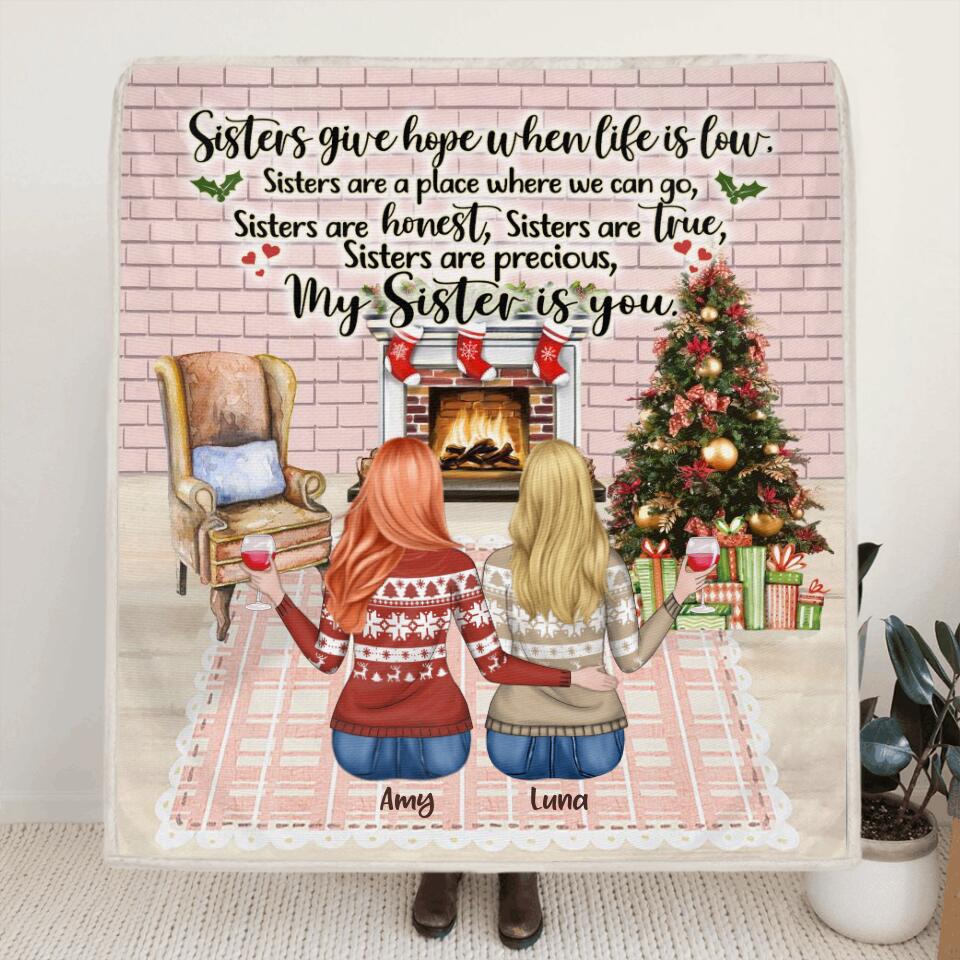 Personalized Sister Quilt/Fleece Blanket And Pillow Cover - Up to 5 Sister - Christmas Gift For Friends/Sisters - My Sister Is You