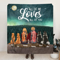 Personalized Camping Blanket/Pillow Cover - Gift For Couples, Camping Lovers, Dog Lovers - Up to 4 Dogs - Dogs & Couple Camping Fleece/Quilt/Pillow Cover Cushion Cover - All of me loves all of you