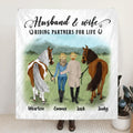 Personalized Horse Couple Quilt/Fleece Blanket & Pillow Cover - Best Gift For Couple, Lover - Husband And Wife Riding Partners For Life