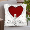 Personalized Dog Pillow Cover Cushion Cover - Gift for Dog Lovers - Up to 3 Dogs - First we steal your heart