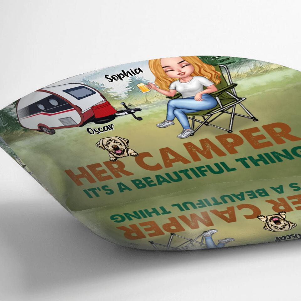 Personalized Camping With Dogs Pillow Cover - Up to 5 Dogs - Best Gift For Dog Lovers - I Like Camping And Dogs And Maybe 3 People