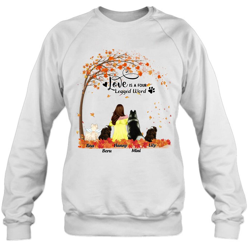 Personalized Dog Mom Autumn T-shirt/Hoodie/Sweater/Long Sleeves - Gift for Dog Mom - Up to 4 Dogs