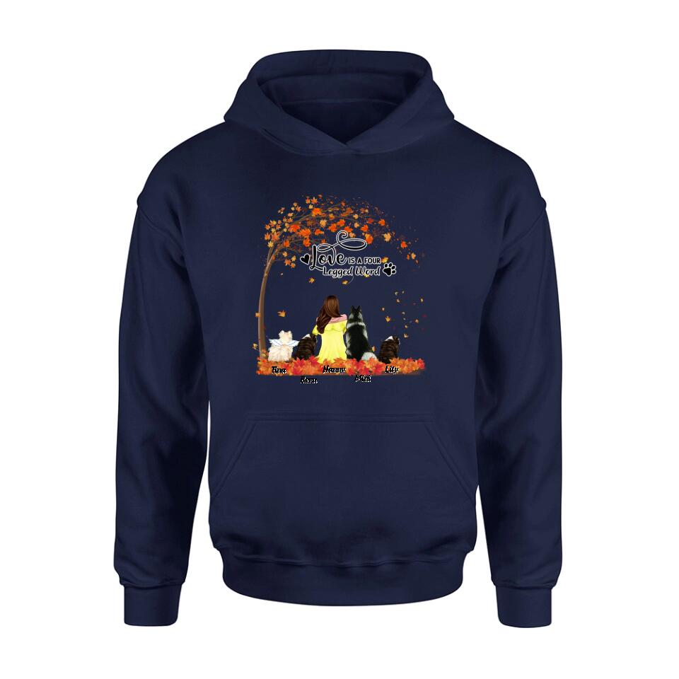 Personalized Dog Mom Autumn T-shirt/Hoodie/Sweater/Long Sleeves - Gift for Dog Mom - Up to 4 Dogs