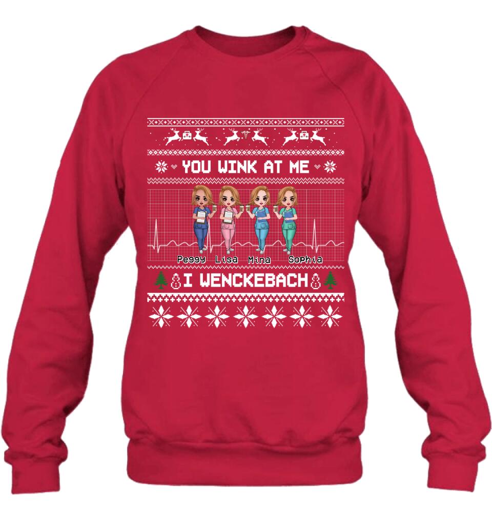 Personalized Nurses Shirt - Up to 4 Nurses - Christmas Gift Idea for Nurses/Friends/Besties - You Wink At Me I Wenckeback