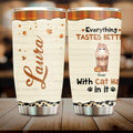 Personalized Cat Mom & Coffee Tumbler - Gift Idea For Cat Lover - Up To 5 Cats - Everything Tastes Better With Cat Hair In It
