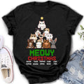 Personalized Meowy Christmas T-shirt/Long Sleeve/Sweatshirt/Hoodie - Up to 10 Cats - Christmas Gift Idea For Cat Lover