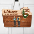 Personalized Hiking Wooden Sign - Couple With Up to 3 Dogs - Gift Idea For Couple/Hiking/Dog Lover - Welcome To Our Adventure