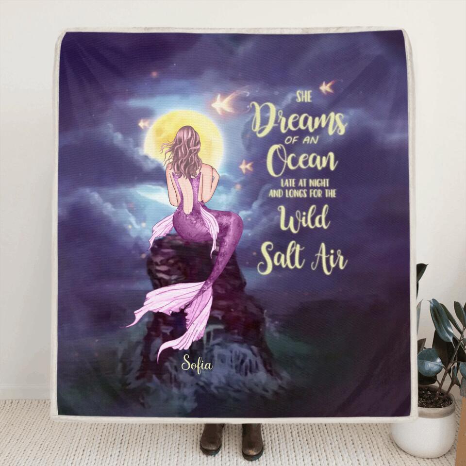 Personalized Mermaid Girl Quilt/Fleece Blanket - Gift for Girls, Mermaid lovers
