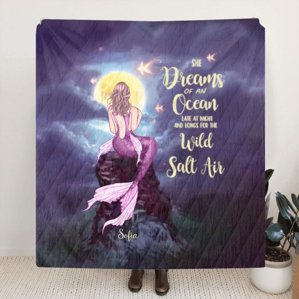 Personalized Mermaid Girl Quilt/Fleece Blanket - Gift for Girls, Mermaid lovers