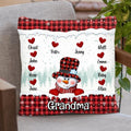 Personalized Grandma Snowman Sweet Heart Kids Pillow Cover - Up to 10 Kids - Christmas Gift Idea For Grandma & Grandkids