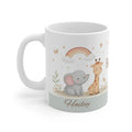 Be Happy Safari Mug — Personalized Cute Giraffe & Elephant Baby Shower Gift