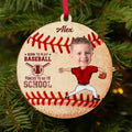 Personalized Baseball Circle Wooden Ornament - Gift Idea For Baseball Lovers - Upload Photo - Born To Play Baseball