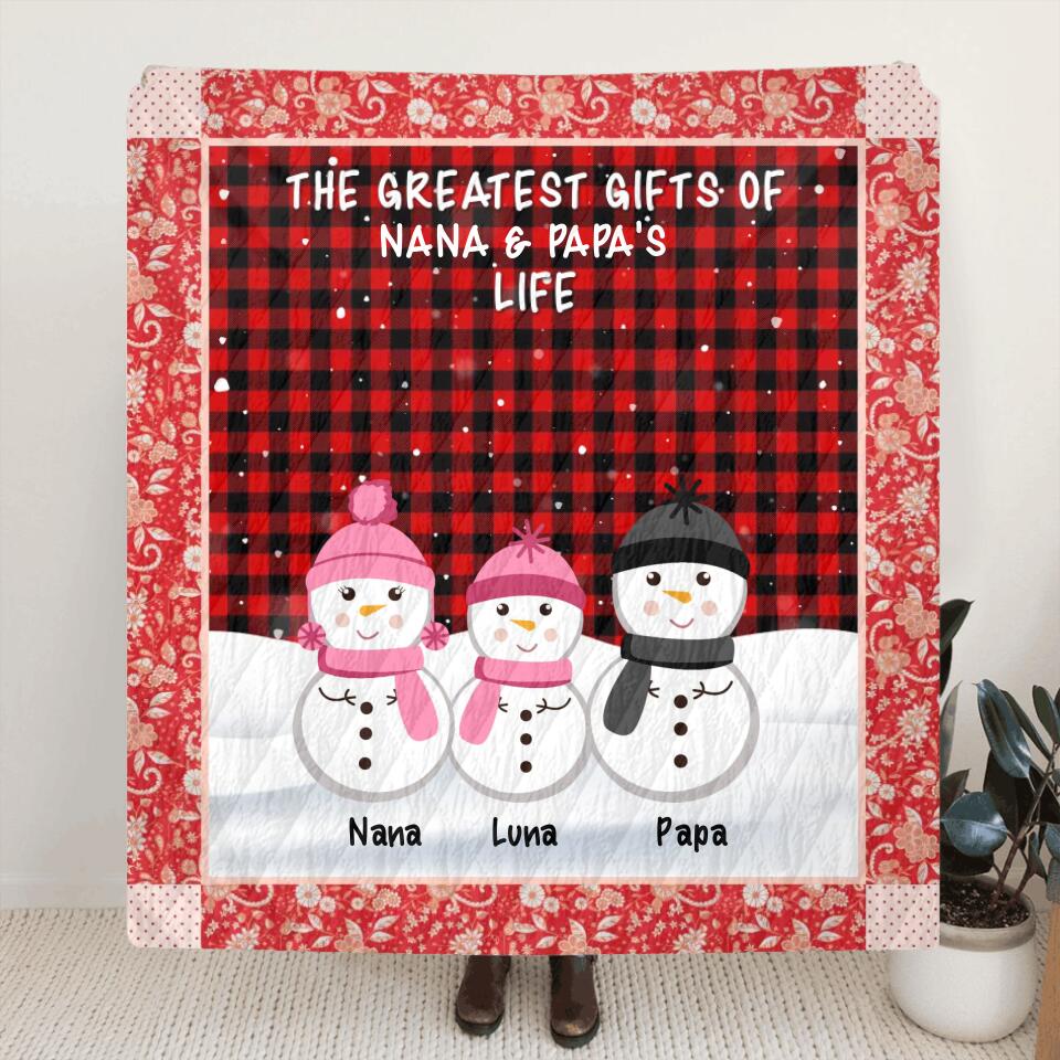 Personalized Grandparents Quilt/Fleece Throw Blanket - Christmas Gift For Grandparents - Up To 20 Grandkids - The Greatest Gifts Of Nana & Papa's Life