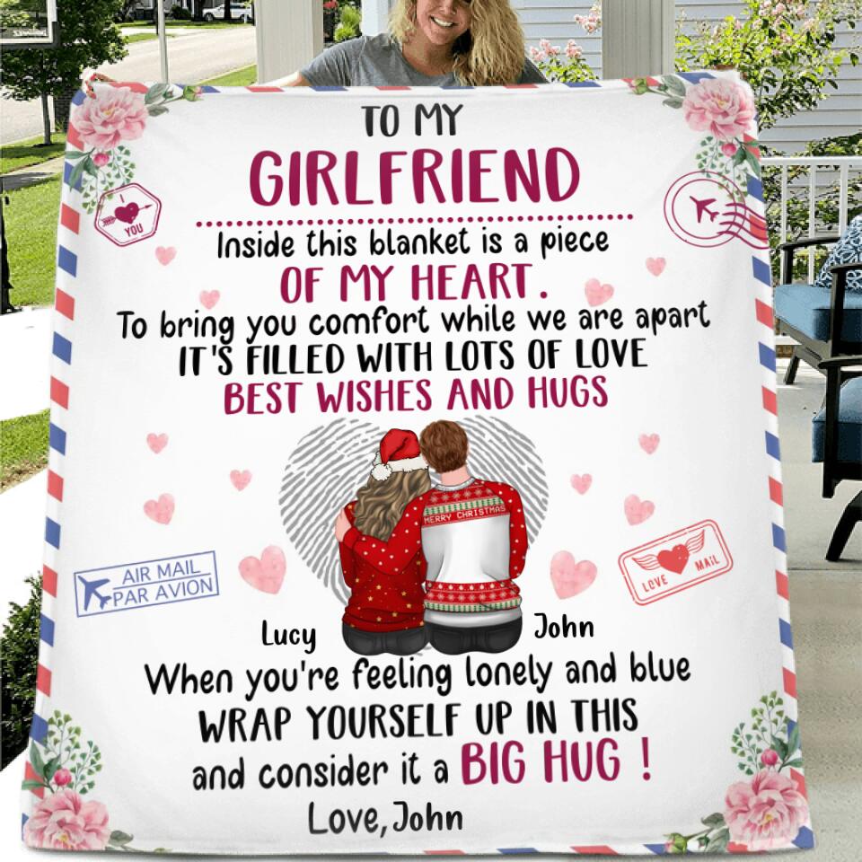 Personalized To My Girlfriend/Wife Quilt/Fleece Throw Blanket - Gift Idea For Couple/Wife/Girlfriend - Inside This Blanket Is A Piece Of My Heart