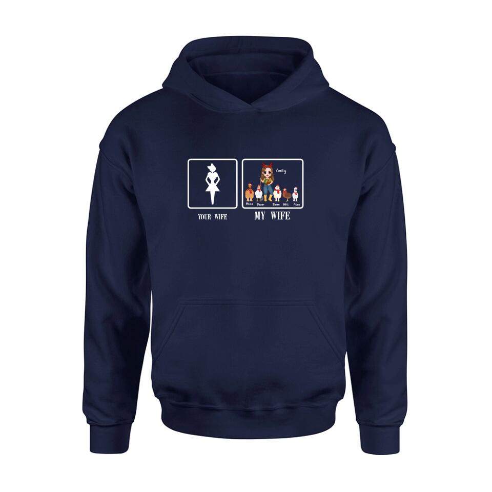 Custom Personalized My Wife T-shirt/ Long Sleeve/ Sweatshirt/ Hoodie - Gift Idea For Husband/ Wife/ Chicken Lover - Your Wife My Wife