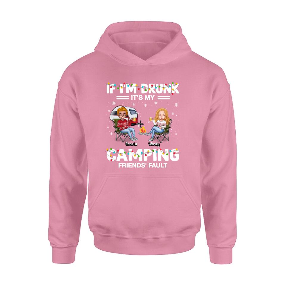 Personalized Camping Friends Shirt - Up to 7 Friends - Christmas Gift For Friends/Camping Lovers - If I'm Drunk It's My Camping Friends' Fault