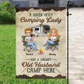 Personalized Camping Couple Flag Sign - Gift Idea For Couple/Camping Lovers - A Super Sexy Camping Lady And A Grumpy Old Husband Camp Here