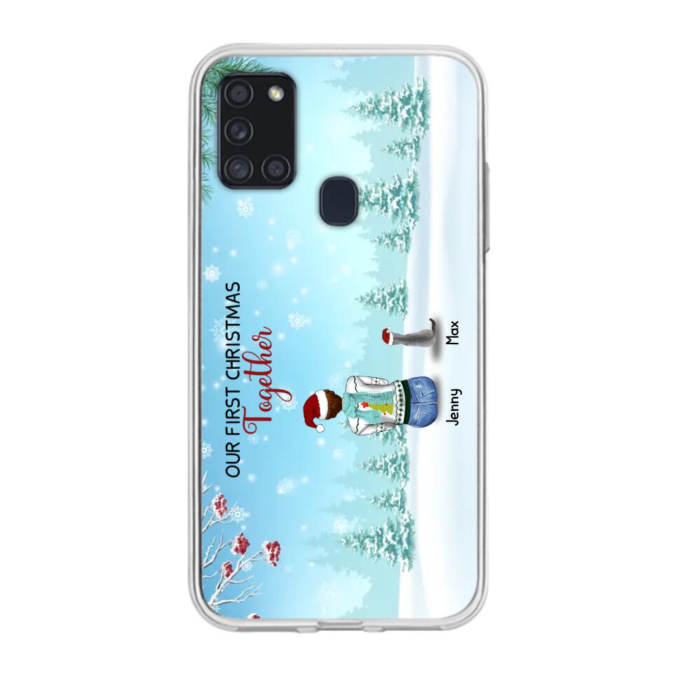 Custom Personalized Christmas Family Phone Case - Best Gift Idea For Christmas/Family With Up To 3 Kids & 3 Pets - Our First Christmas Together - Cases For iPhone & Samsung