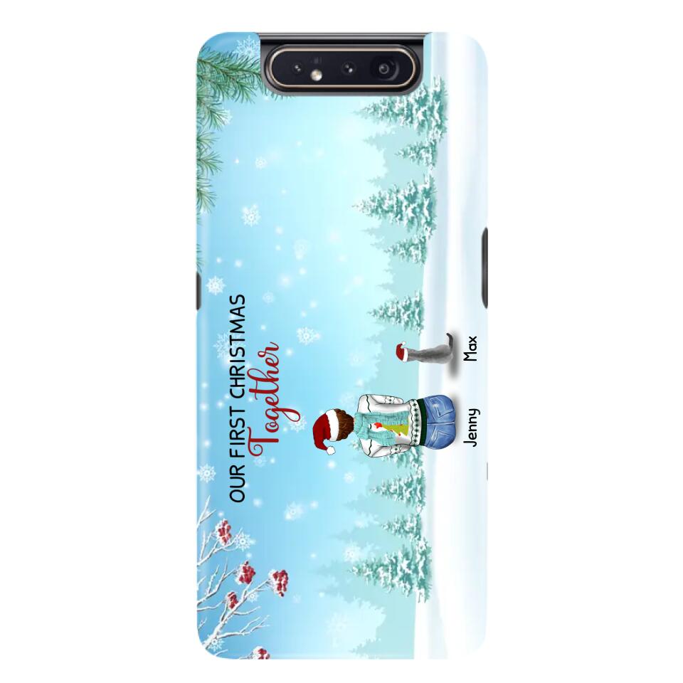 Custom Personalized Christmas Family Phone Case - Best Gift Idea For Christmas/Family With Up To 3 Kids & 3 Pets - Our First Christmas Together - Cases For iPhone & Samsung