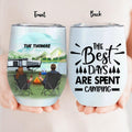 Personalized Camping Wine Tumbler - Couple, Family With Up to 4 Kids & 6 Pets - Best Gift For Family - The Best Days Are Spent Camping