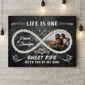 Personalized Motorcycle Chain Infinity Symbol Canvas - Gift Idea For Couple - Life Is One Sweet Ride With You By My Side