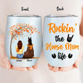 Personalized Horse Mom In Autumn Wine Tumbler - Girl With Up to 3 Horses - Best Gift For Horse Lover - Rocking The Horse Mom Life