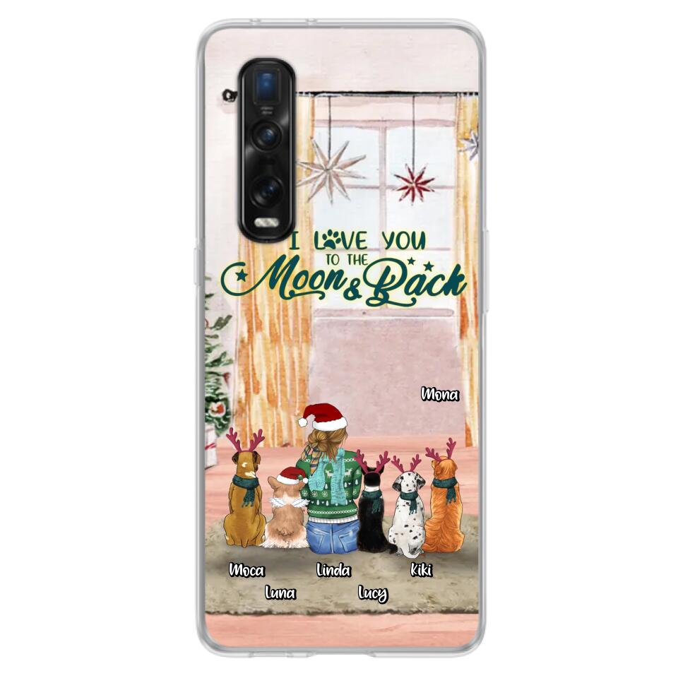 Personalized Christmas Dog Mom Phone Case - Up to 5 Dogs - Gift Idea For Dog Lover/Dog Mom - I Love You To The Moon & Back - Case For Oppo, Xiaomi & Huawei