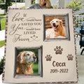 Personalized Memorial Pet Quilt/Fleece Blanket - Upload 2 Photos - If Love Could Have Saved You You Would Have Lived Forever
