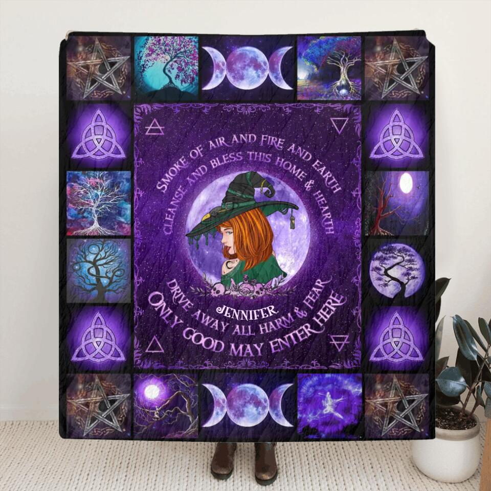 Personalized Witch Quilt/Fleece Throw Blanket - Gift Idea For Witch Lovers/Halloween - Only Good May Enter Here