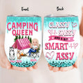 Personalized Camping Wine Tumber - Gift for Camping Lovers, Dog Mom - Camping Queen Dog Mom - Up to 2 Dogs - Some girls go camping and drink too much