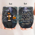 Personalized Witch Wine Tumbler - Halloween Gift Idea - Into The Wood I Go To Lose My Mind And Find My Soul