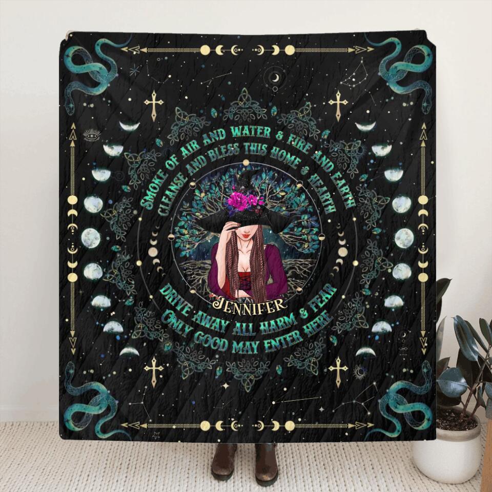 Personalized Wicca Fleece Throw Blanket/Quilt - Gift Idea For Halloween, Witch, Wicca Decor, Pagan Decor - Only Good May Enter Here