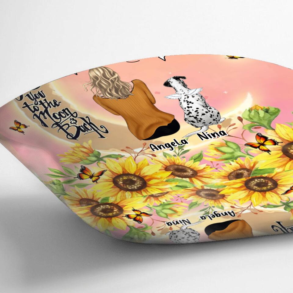 Personalized Memorial Pet Sunflower Pillow Cover/Fleece Blanket/Quilt - Memorial Gift Idea For Dog/Cat Lover - Adult/Couple With Up to 4 Pets - I Love You To The Moon & Back