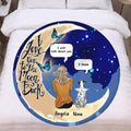 Personalized Memorial Pet Moon Flannel Round Blanket - Up to 4 Pets - Best Gift For Dog/Cat Lover - I Love You To The Moon & Back