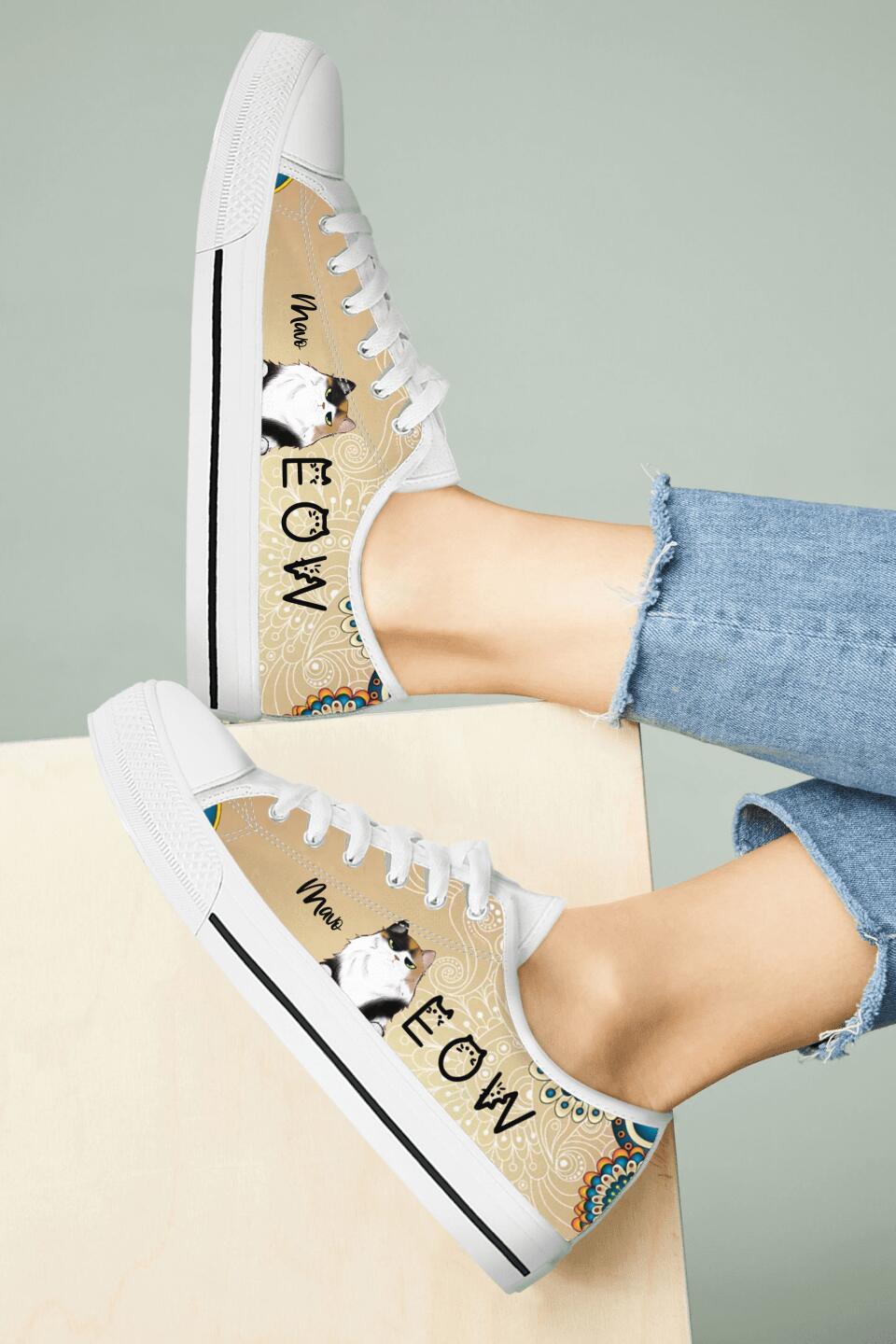 Personalized Meow Cat Sneakers - Up to 4 Cats - Gift Idea For Cat Lovers