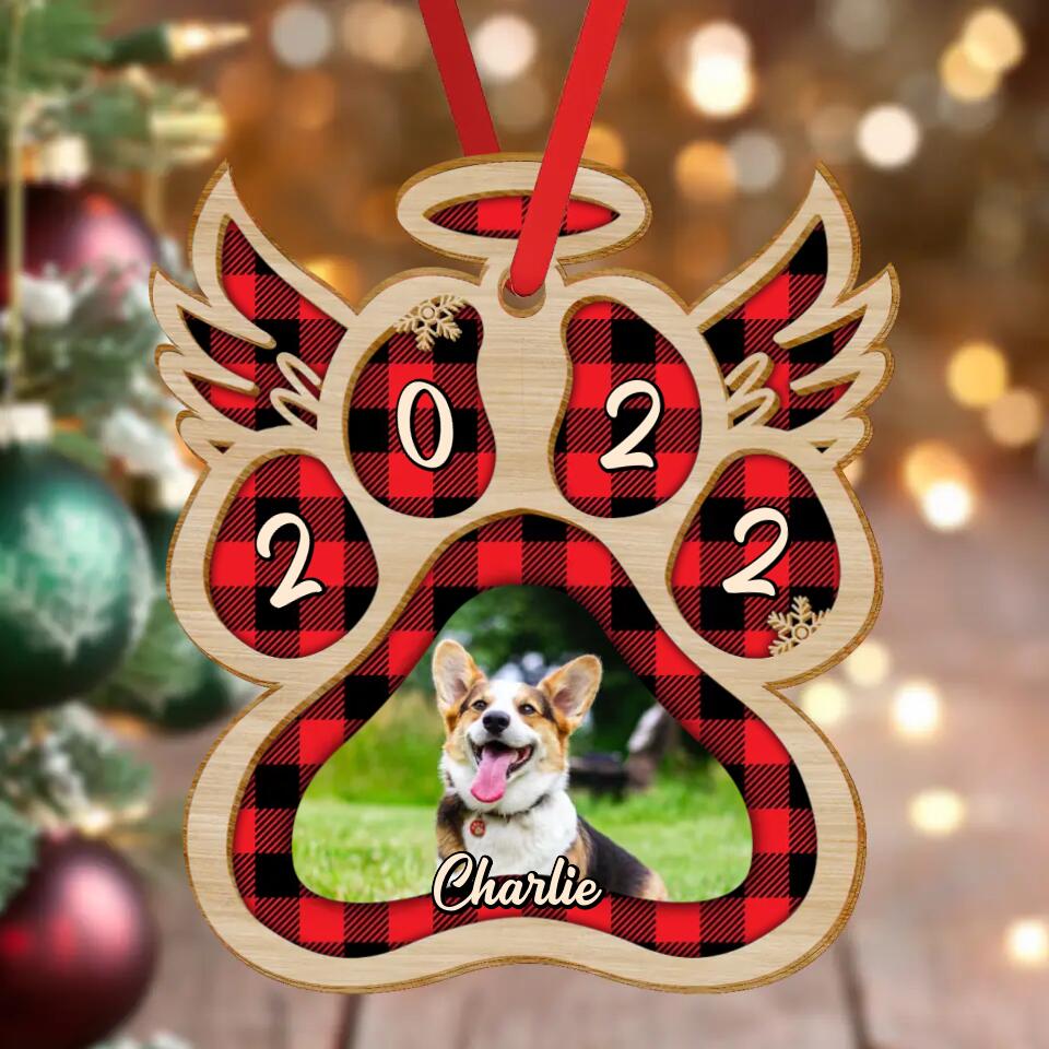 Personalized Dog Photo Wooden Ornament - Memorial Gift Idea For Dog Owner/Christmas