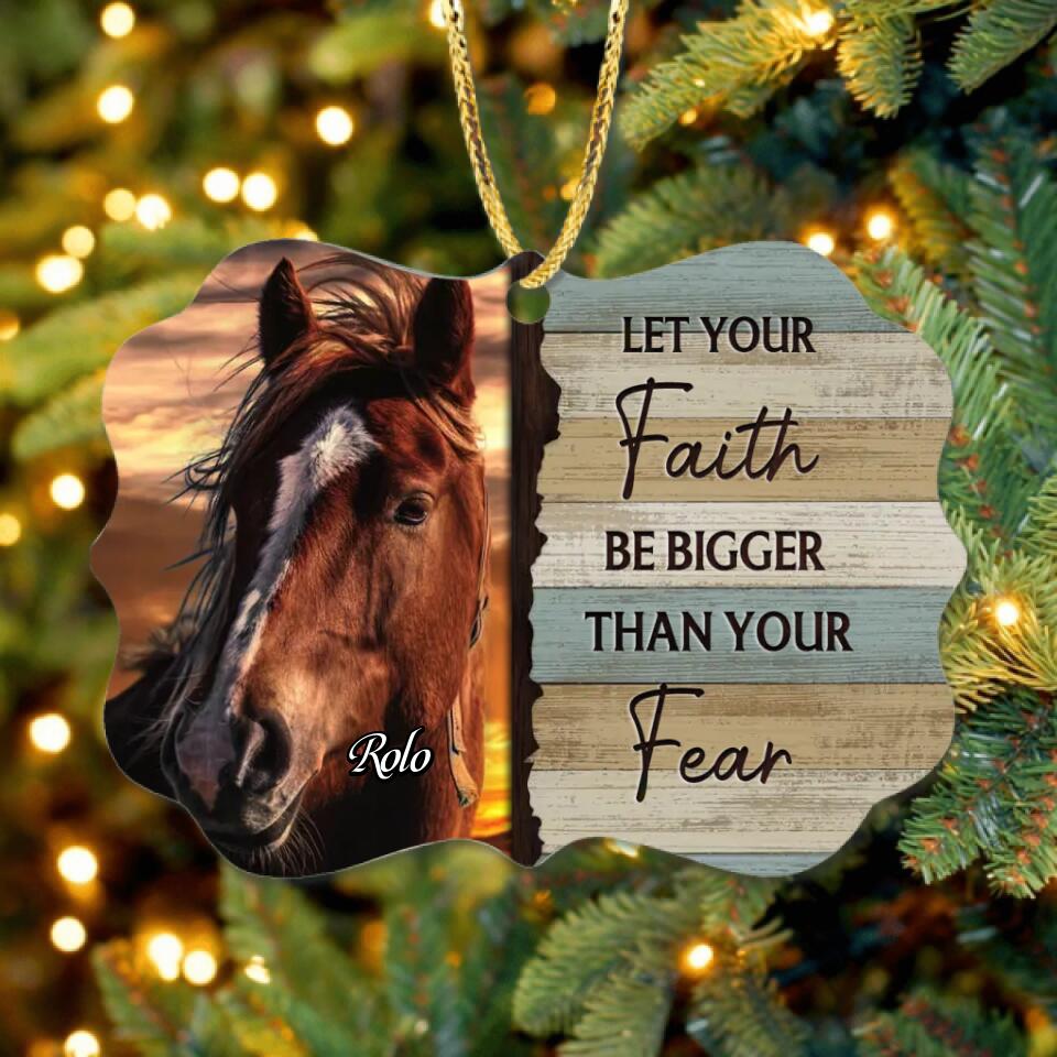 Custom Personalized Pet Photo Rectangle Ornament - Gift Idea For Pet Owners - Let Your Faith Be Bigger Than Your Fear