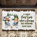 Personalized Camping Doormat - Gift Idea For Camping Lover/Friends/Couple - Up to 5 People - A Super Sexy Lady And A Grumpy Old Husband Camp Here