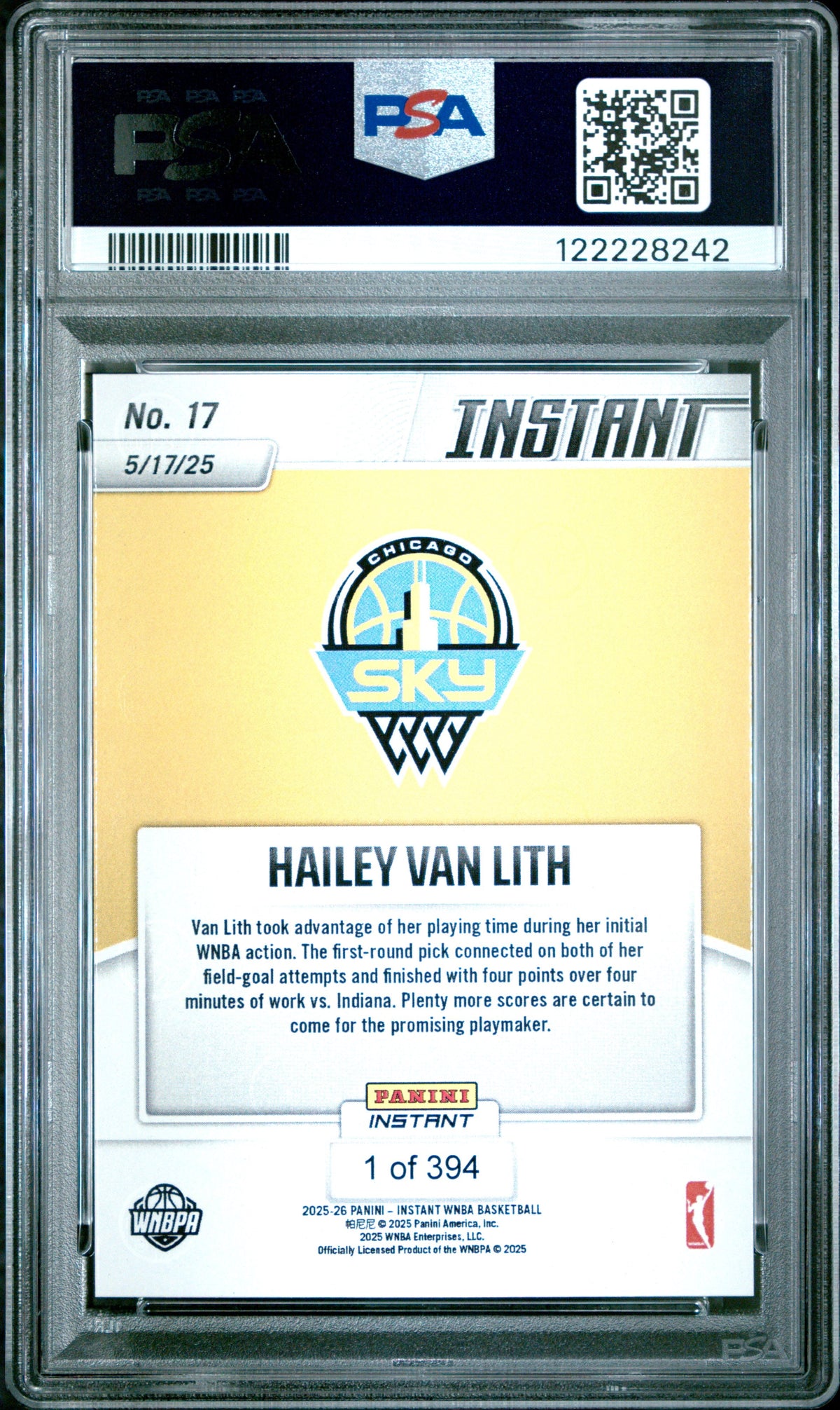 Graded 2025 Panini Instant Hailey Van Lith #17 Rookie RC Basketball Card PSA 10 Gem Mint